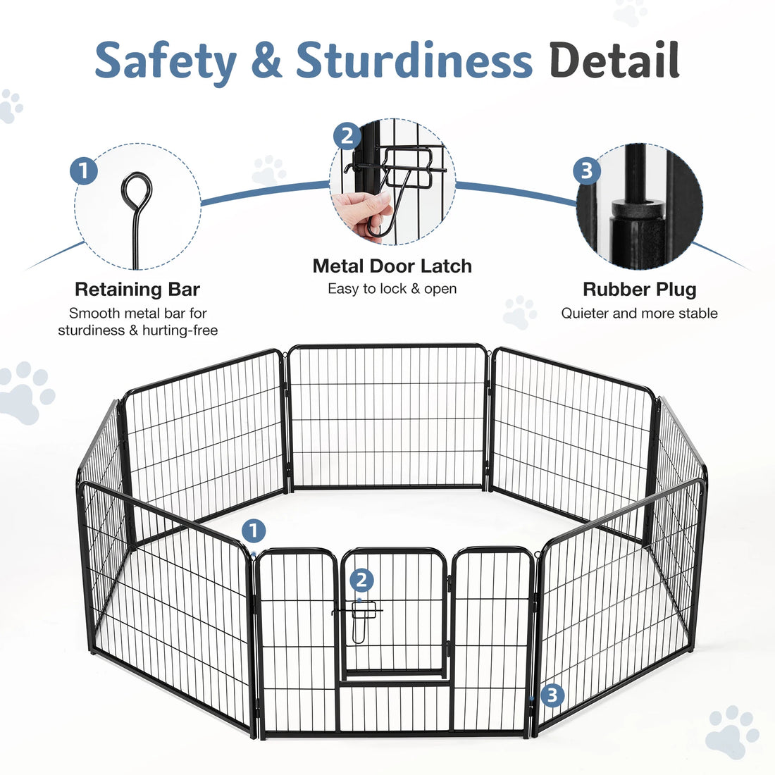 JHK 8 Panel Foldable Metal Dog Playpen