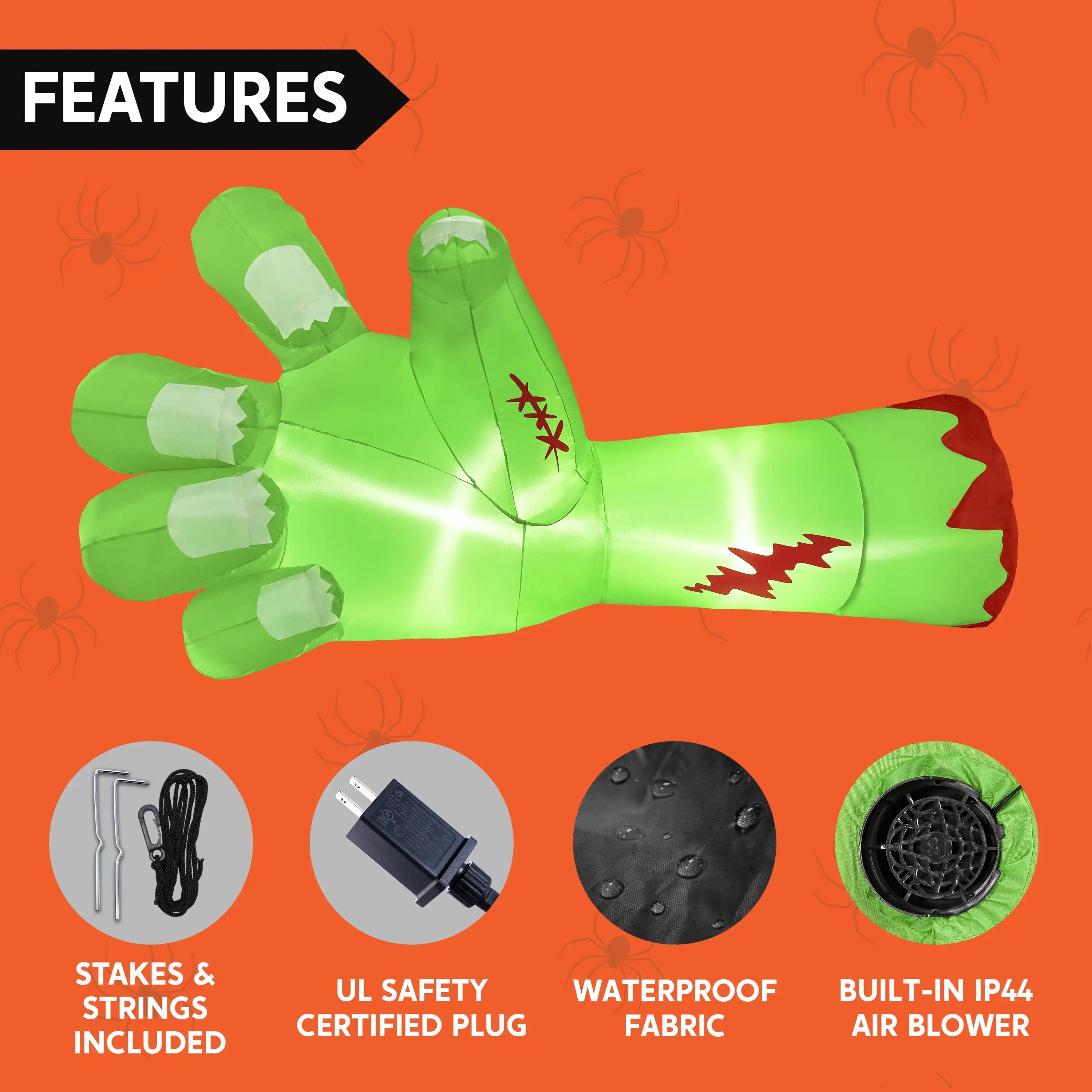 9 Foot Long Broken Zombie Hand and Arm Halloween Inflatable Decoration
