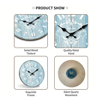 Round Wooden Wall Clock with Marine Decorations