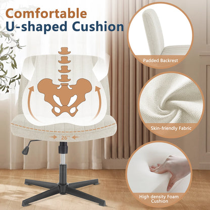 JHK Armless Office Chair in Cloth, Leather or Velvet