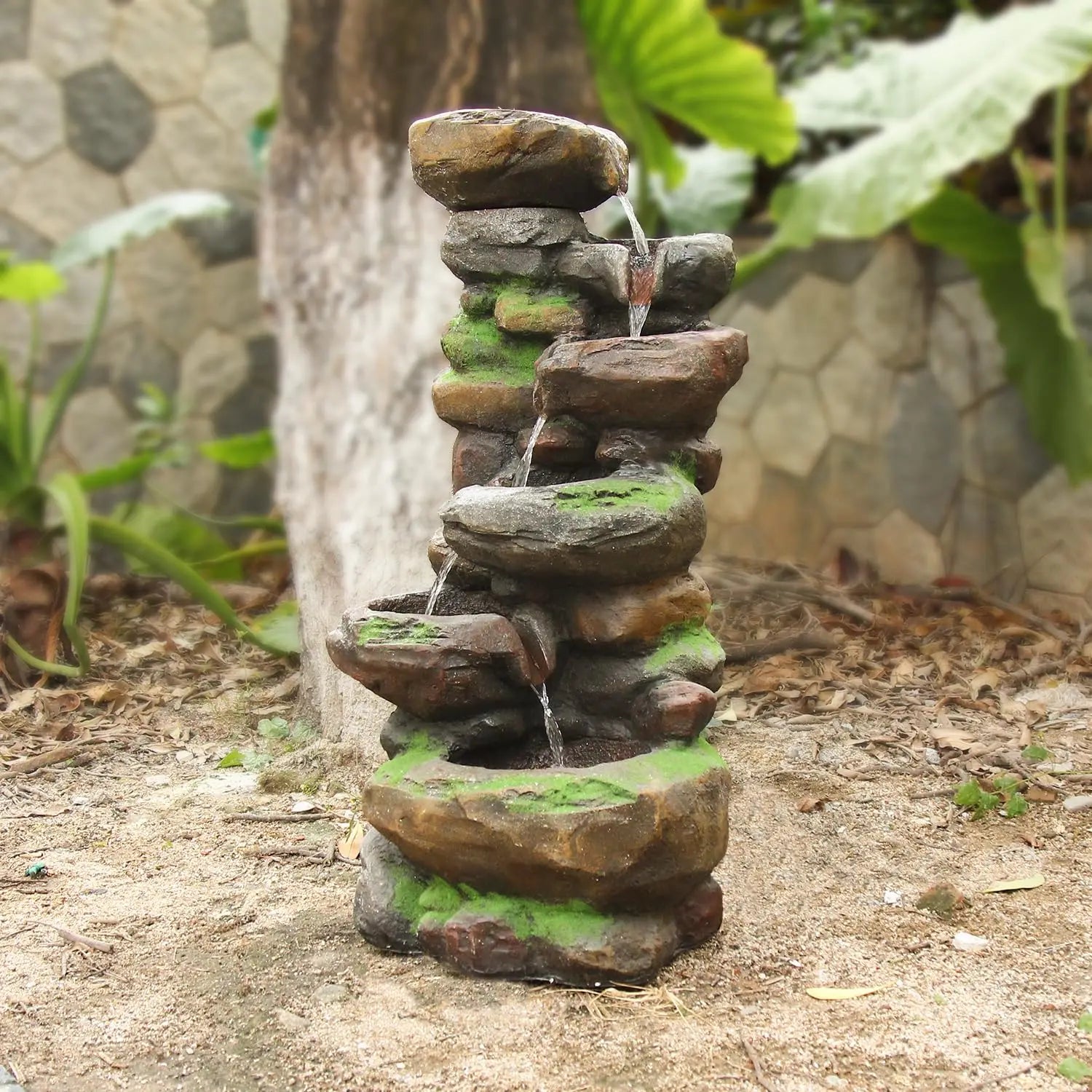 10-Tier Cascading Outdoor Rock Waterfall