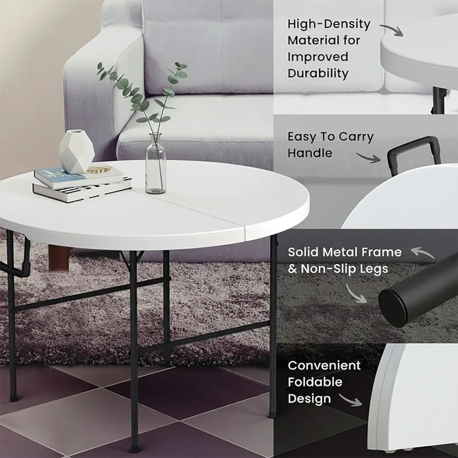 3.5 Feet Circular Round Foldable Table with Built-In Handle
