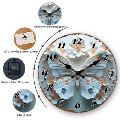 Elegant Butterfly Floral Wall Clock