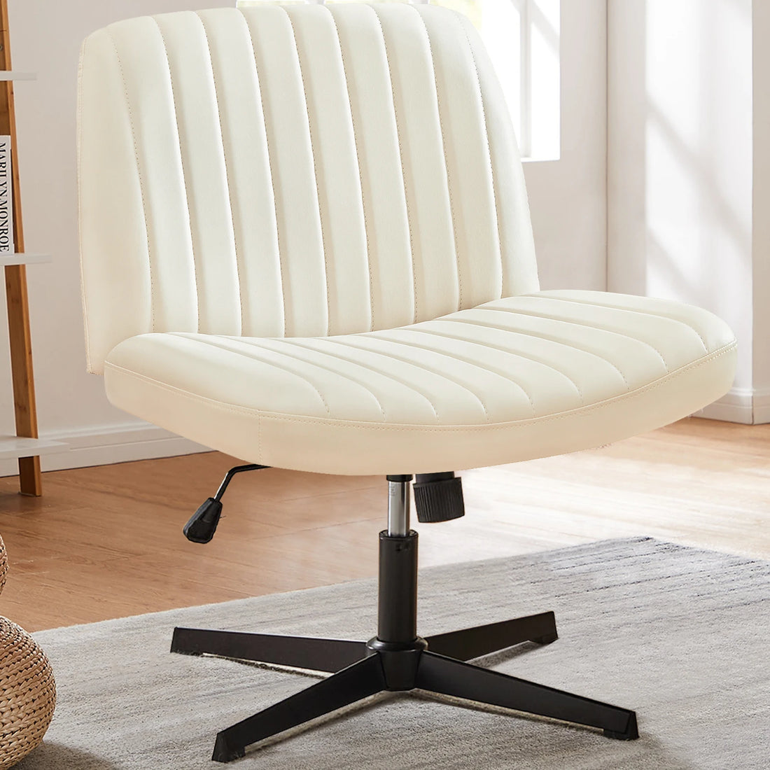 JHK Armless Office Chair in Cloth, Leather or Velvet