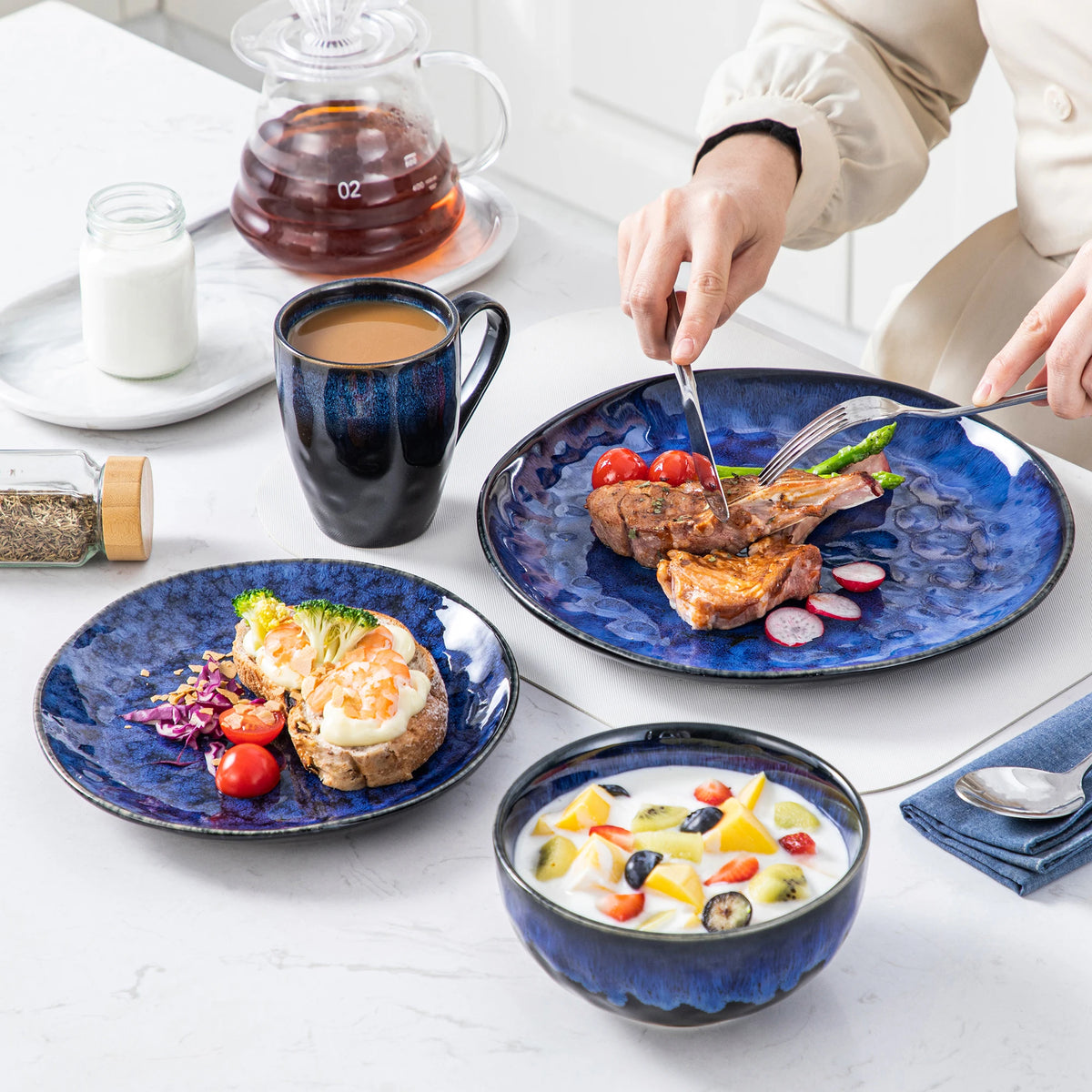 Vancasso 16/32/48-Piece Starry Blue Tableware Set