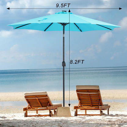JHK 10 FT Solar Patio Umbrella with 32 LED Lights