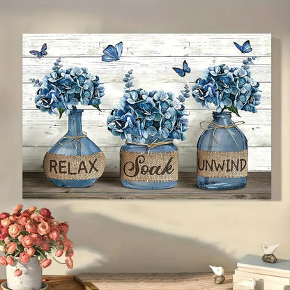 Vernacular Blue Daffodil Canvas Wall Art for Interior Decoration
