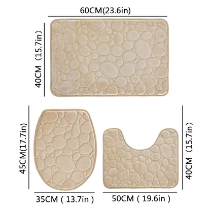 Water-Absorbing Non-Slip Solid Color Bathroom Rug Set