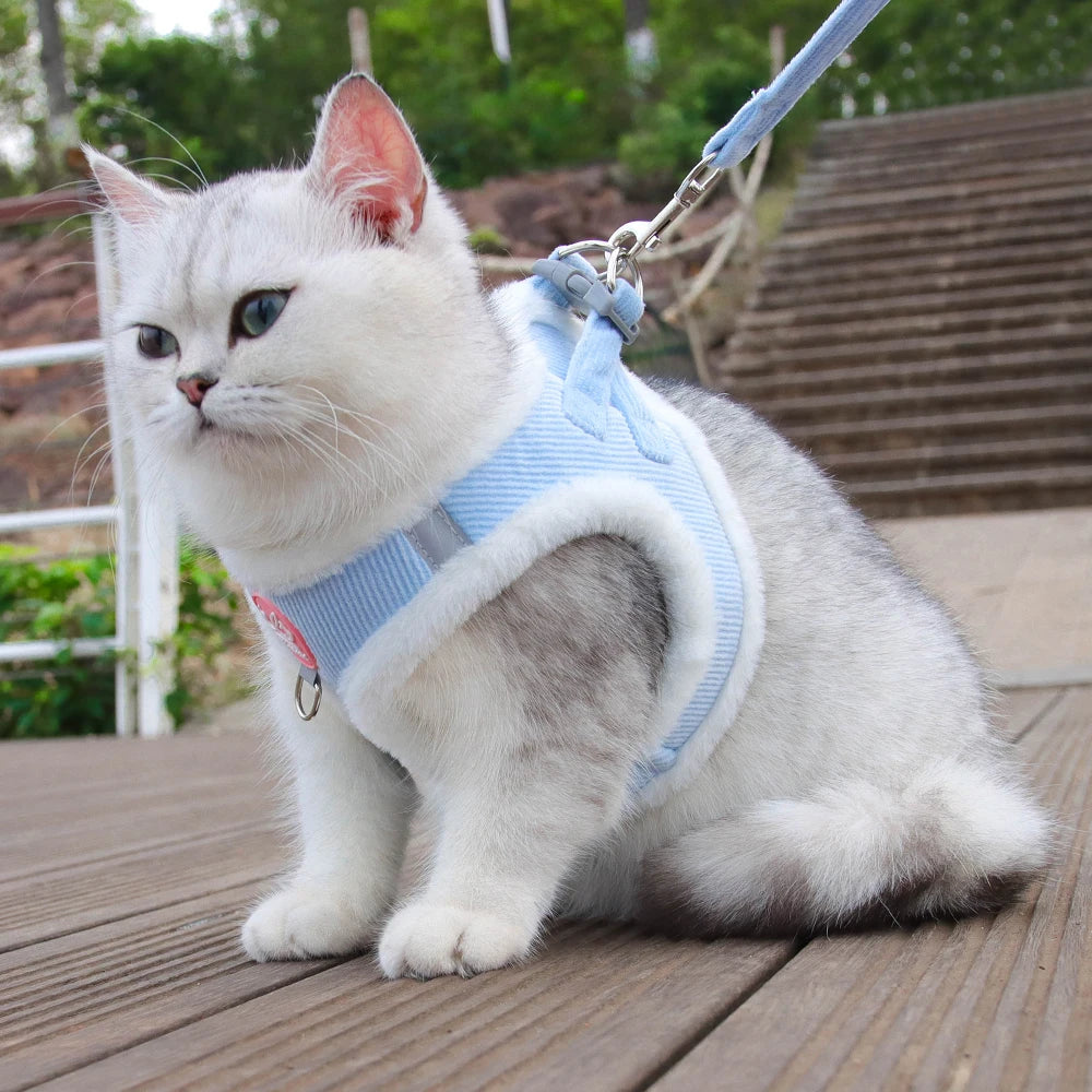 Warm Fur Pet Harness with Leash