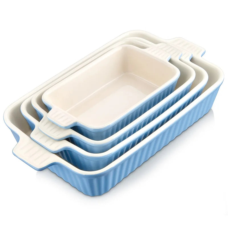 MALACASA 4-Piece Baking Dish Set with Ceramic Handles