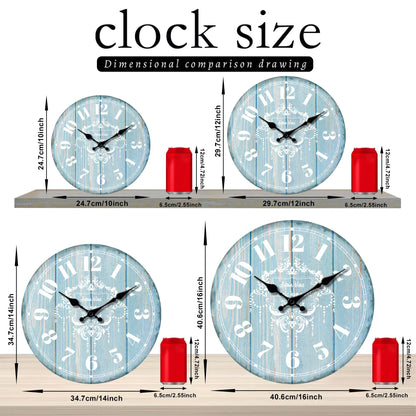 Round Wooden Wall Clock with Marine Decorations