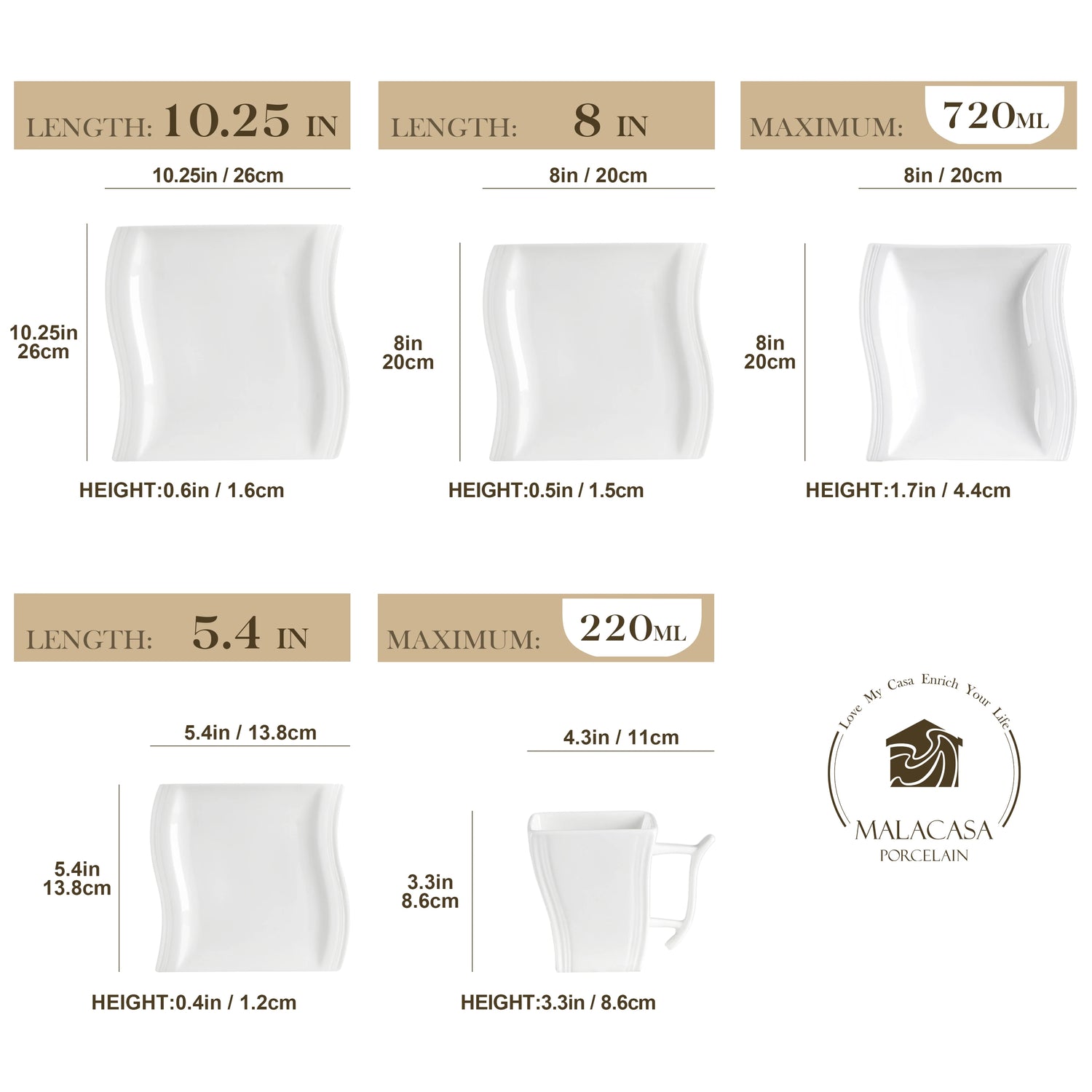 Malacasa White Porcelain Dinner Set