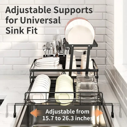 Foldable Two-Level Over Sink Dish Drying Rack