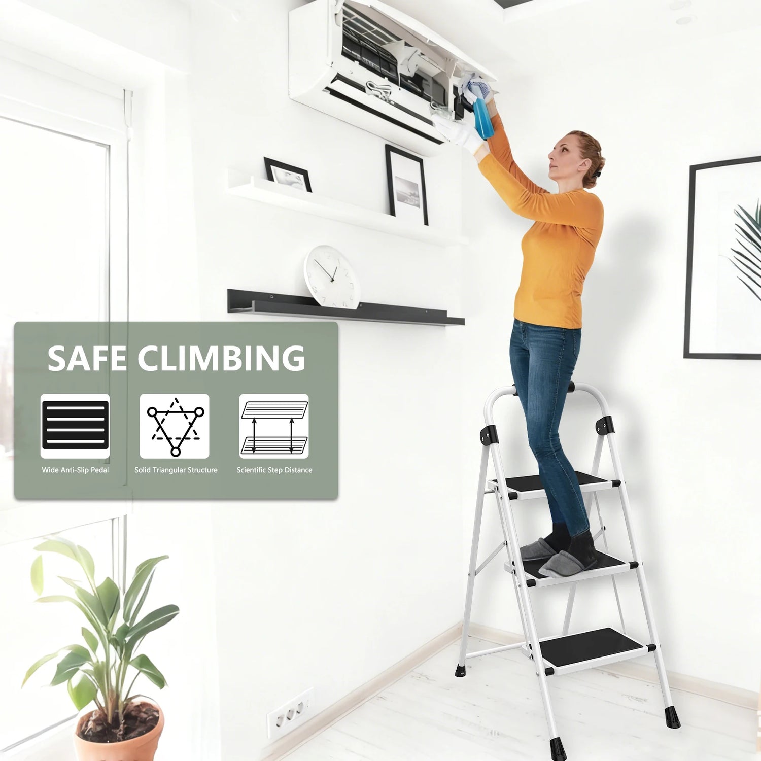 JHK Folding 3-Step Step Stool