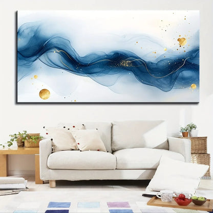 Abstract Gold and Blue Gradient Interior Wall Art Decoration