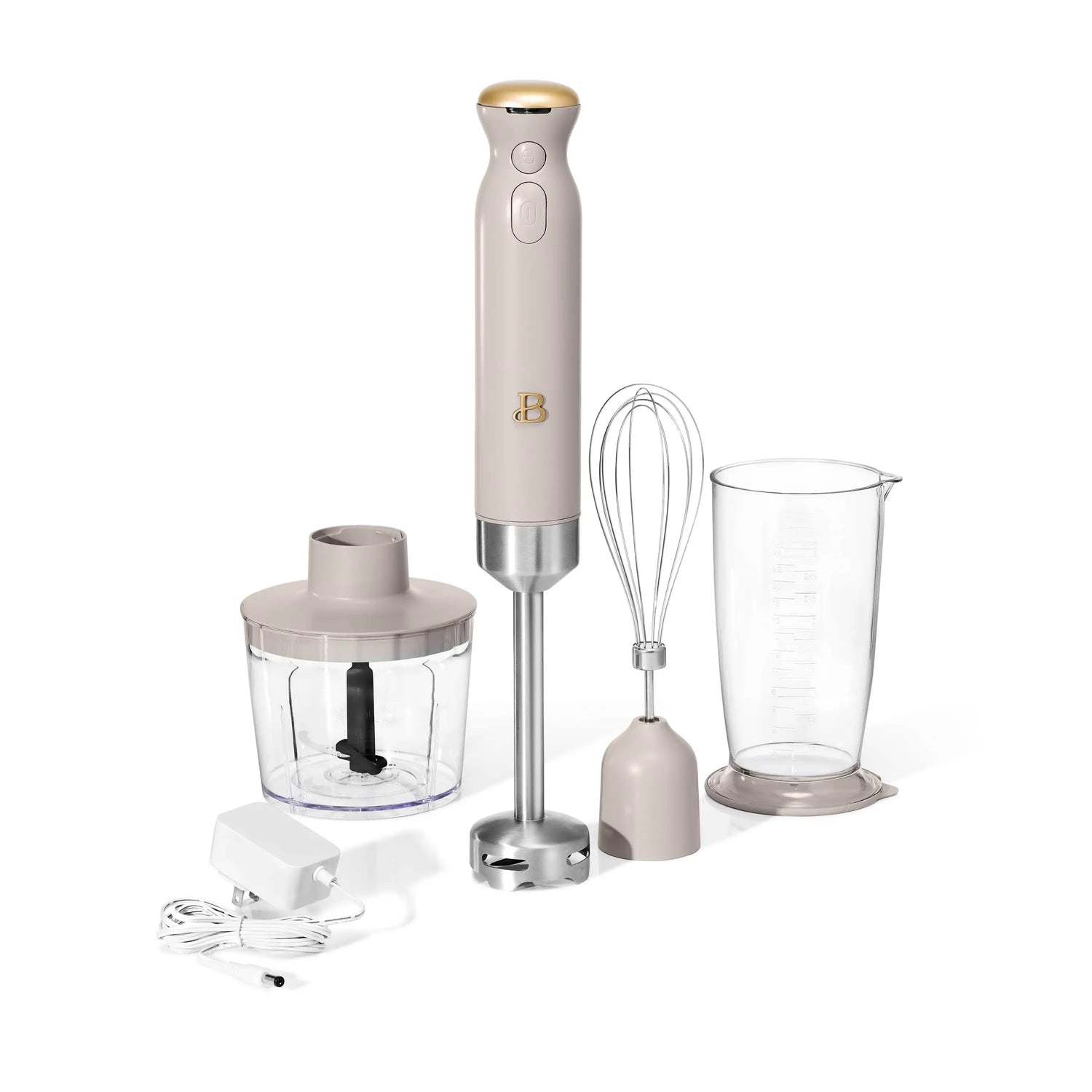 Cordless Immersion Blender with Chopper, Whisk &amp; Measuring Cup