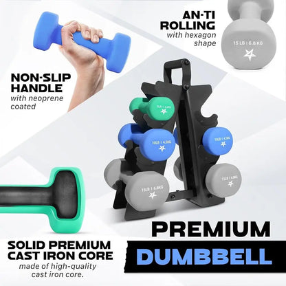 Hexagon Neoprene Coated Dumbbell Set