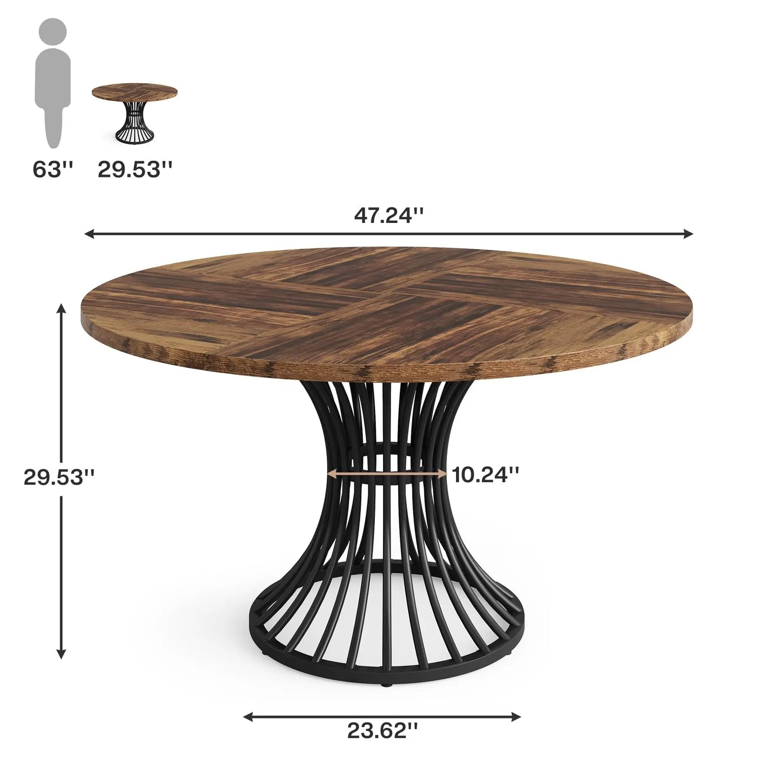 Tribesigns Farmhouse Style Round Dining Table for 4-6 People