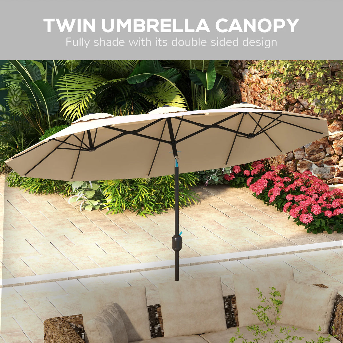 9.7 Foot Double-Sided Patio Umbrella with 3 Air Vents