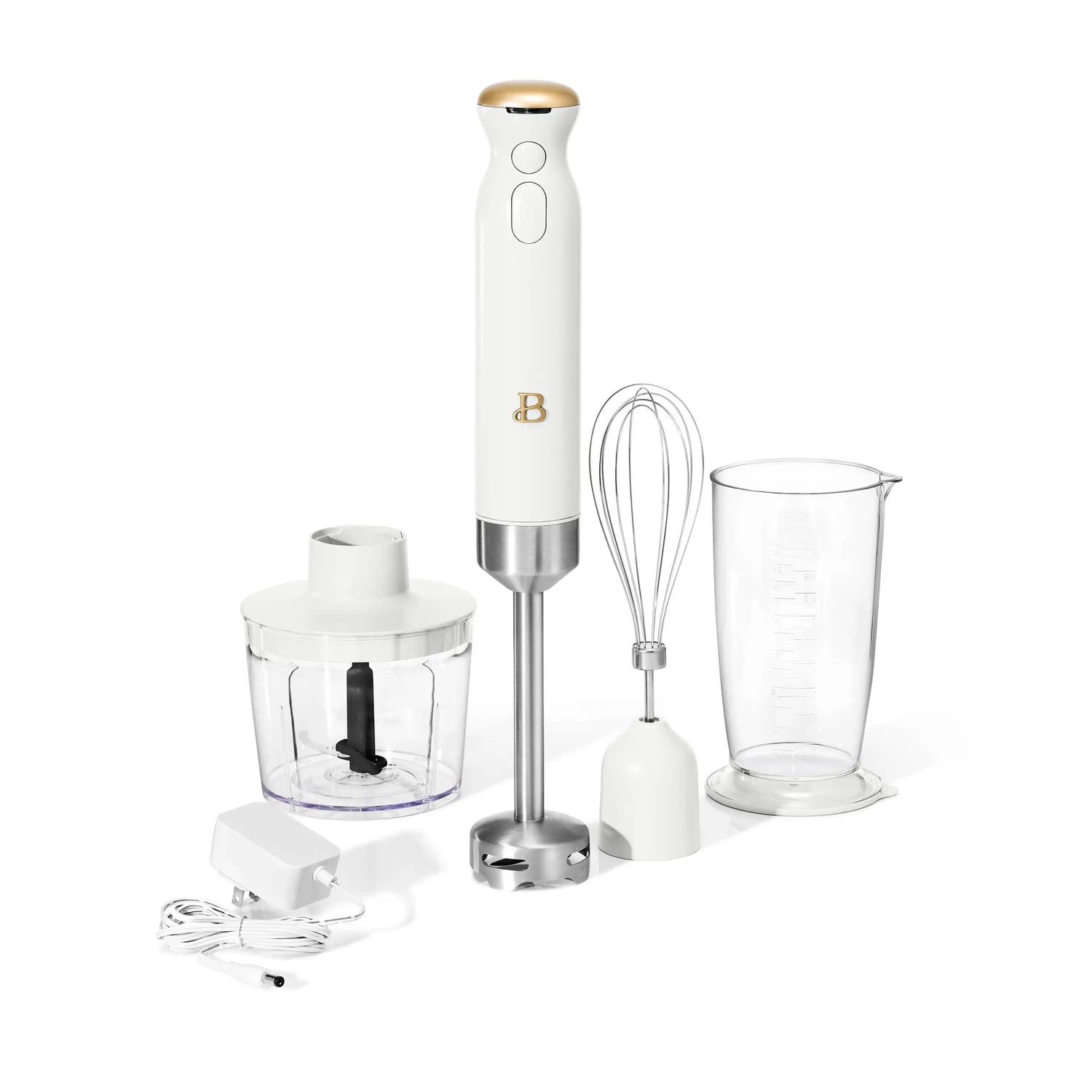 Cordless Immersion Blender with Chopper, Whisk &amp; Measuring Cup