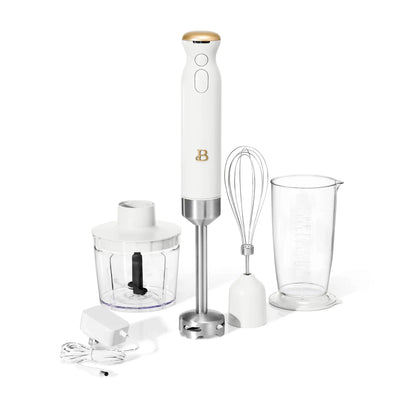 Cordless Immersion Blender with Chopper, Whisk &amp; Measuring Cup