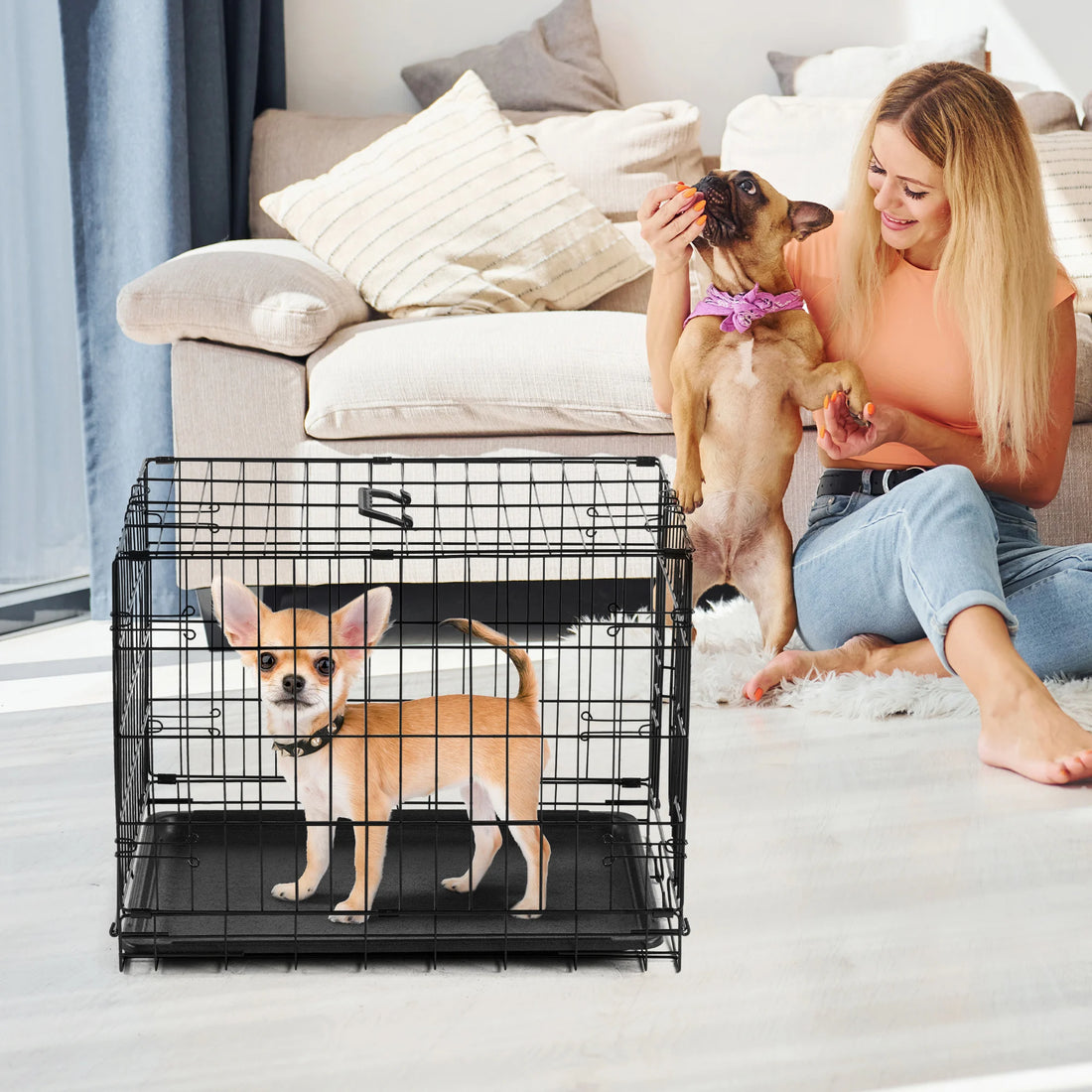 JHK 30 Inch Foldable Metal Pet Kennel
