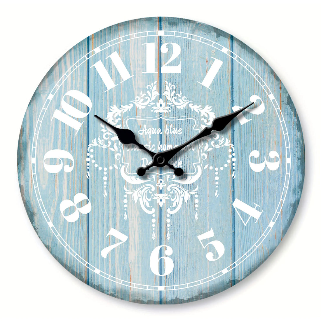 Round Wooden Wall Clock with Marine Decorations