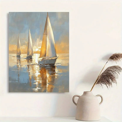 Charming Soft Pastel Sailing Boat at Sea Wall Art