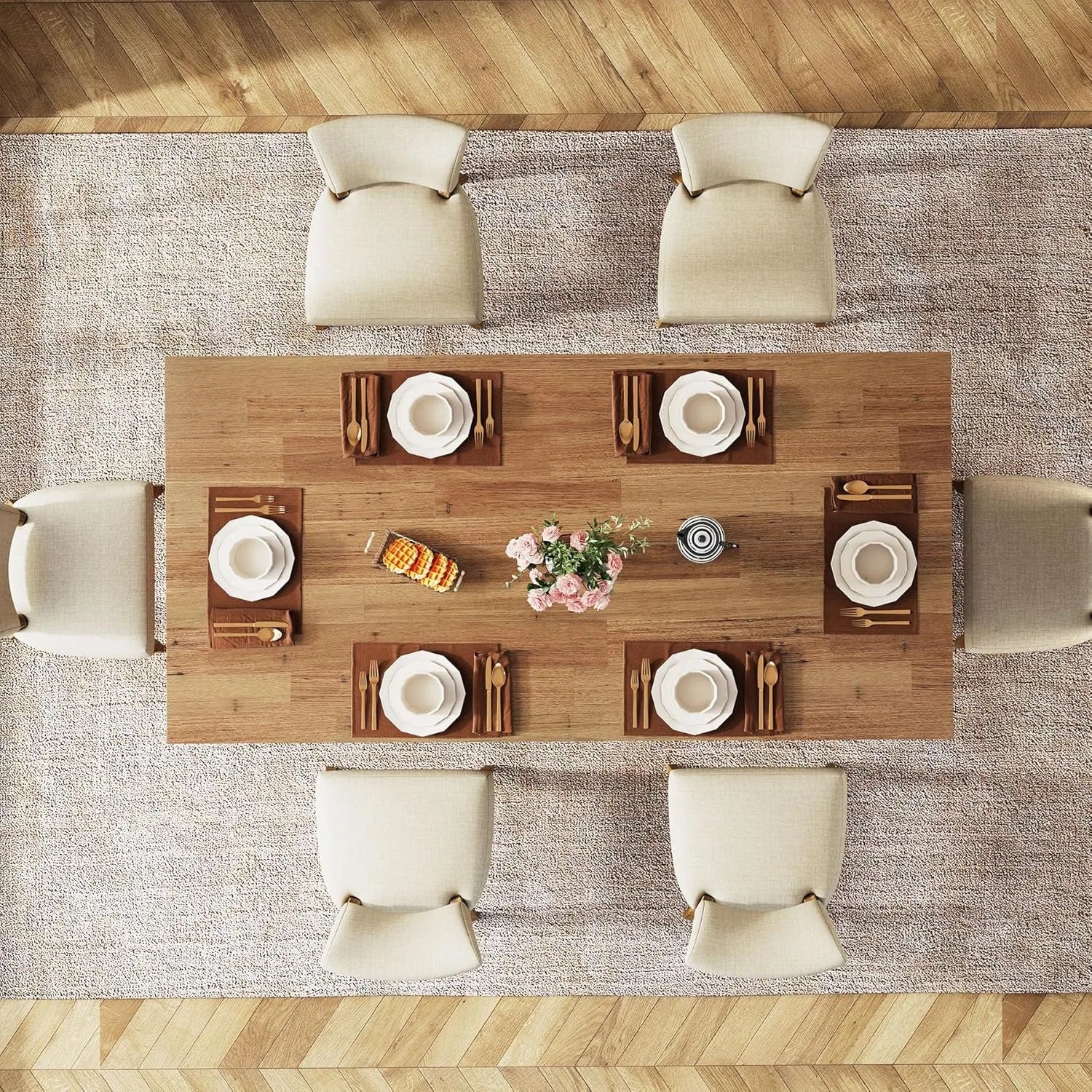 63-inch Farmhouse Style Dining Table Seats 4-6