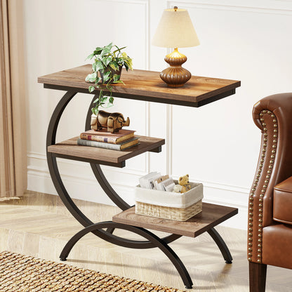 Tribesigns C-Shaped End Table with 3-Tiers