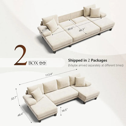 112 Inch Sleeper Sofa with Pull Out Couch Bed