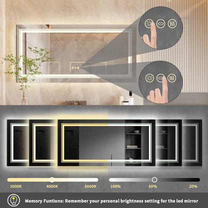 Rectangle Bathroom Mirror with Dimmable Back Light