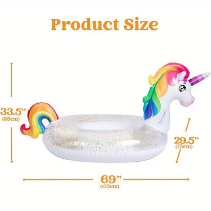 Unicorn Inflatable Pool Float with Glitter
