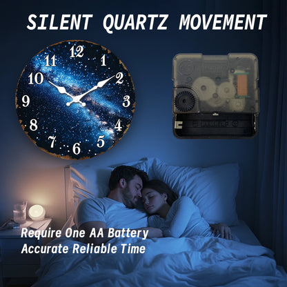 Starry Galaxy Cosmic Nebula Round Wall Clock