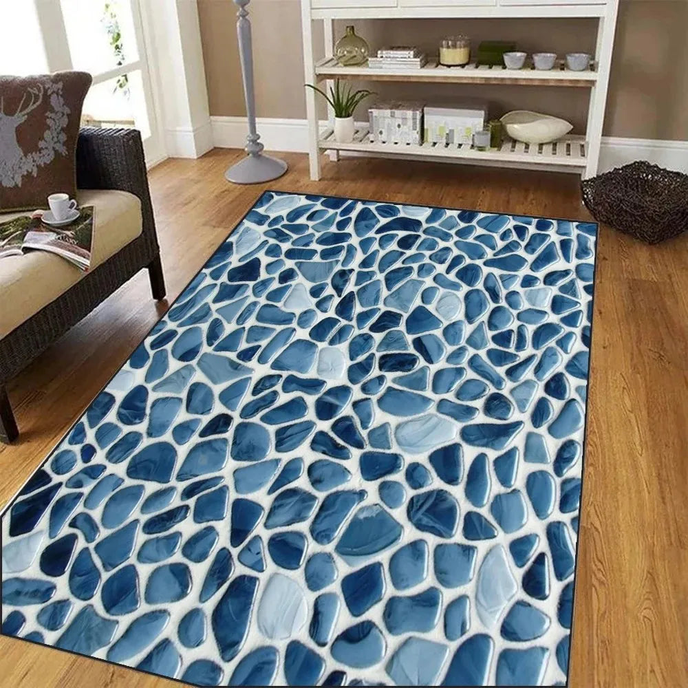 VIKAMA Stone-Patterned Outdoor Anti-Slip Area Rug