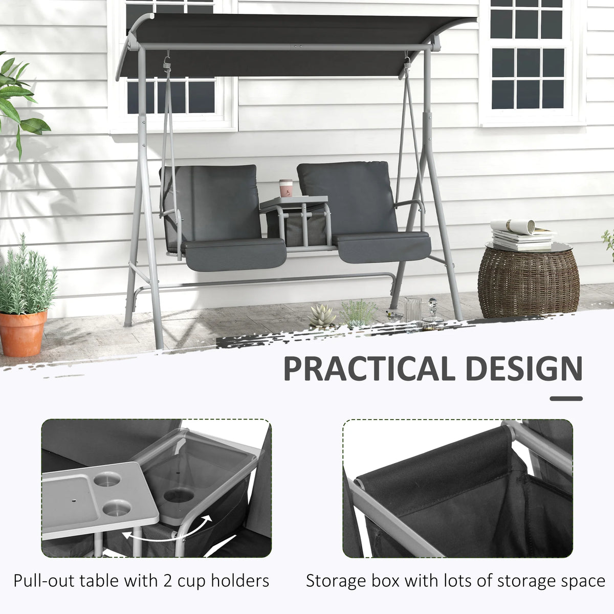 Outdoor 2-Person Hanging Swing Chair