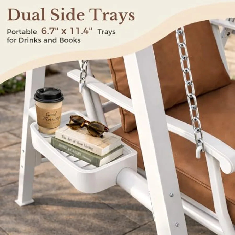 Outdoor Porch Swing with Heavy Duty Metal Frame