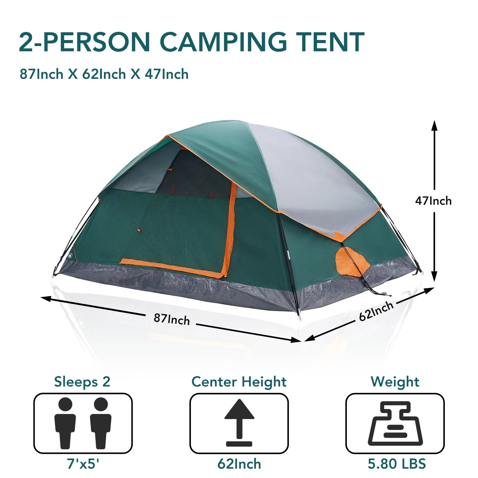JHK 2 Person Weatherproof Outdoor Camping Tent