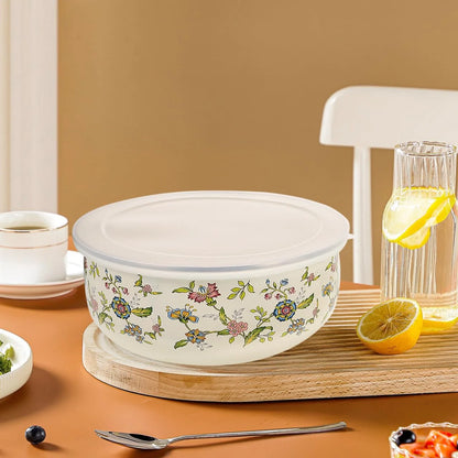 5-Piece Vintage Style Enamel Mixing Bowls with Lids