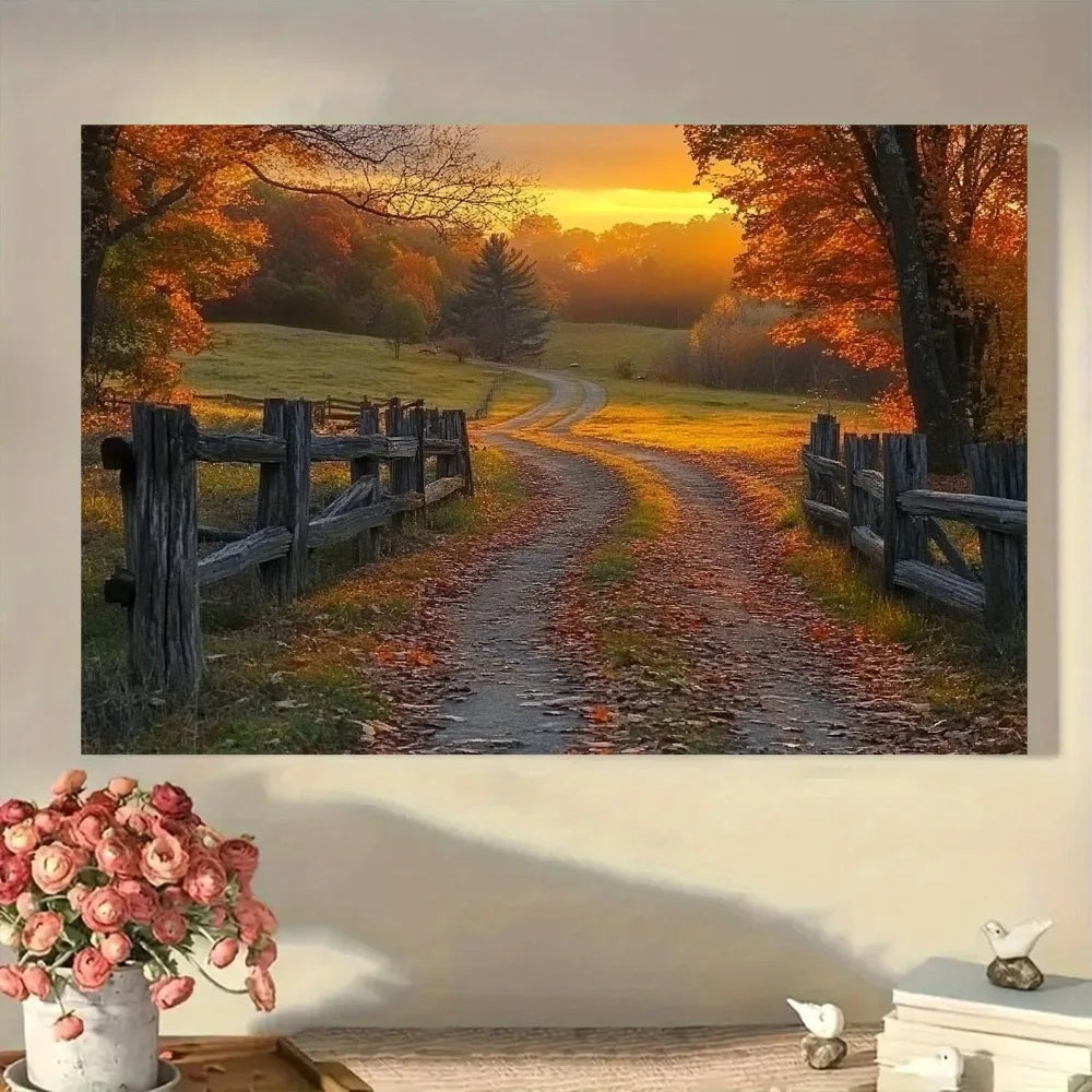 Vibrant Fall Colors with this Autumn Landscape Canvas Wall Art
