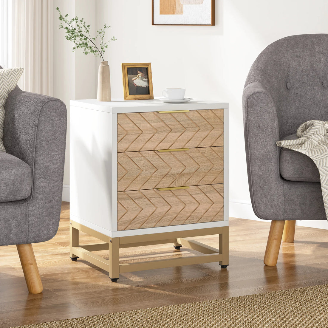 Tribesigns Set of 2 Modern 3-Drawer Nightstands