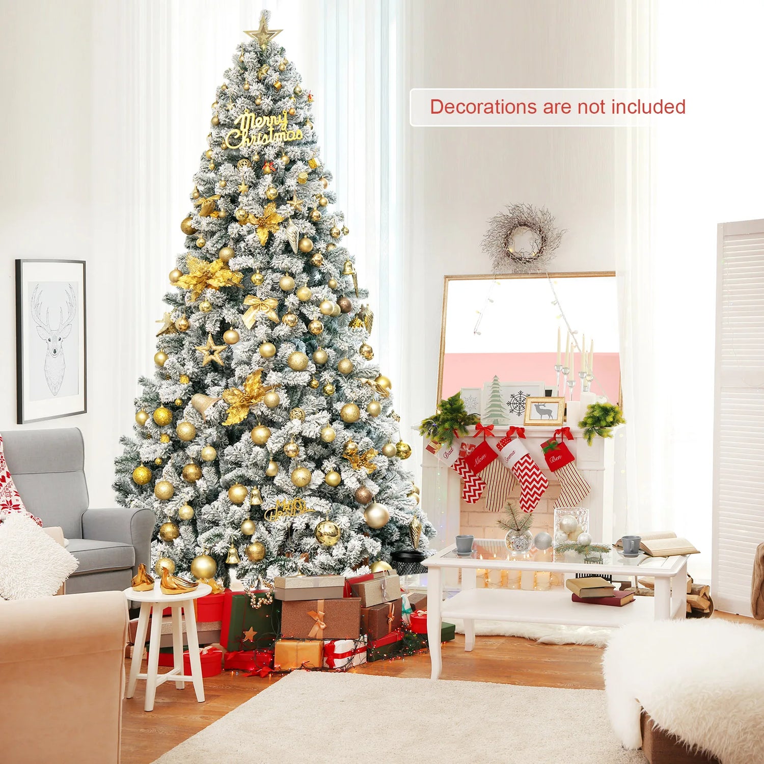 9-Foot Premium Unlit Snow Flocked Artificial Christmas Tree