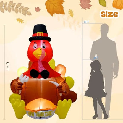 6 Foot Outdoor Thanksgiving Turkey Inflatable Decoration