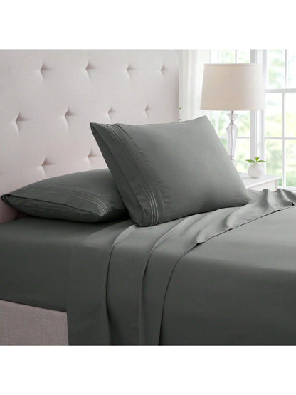 Bamboo 4 Piece Luxury 3 Embroidered Sheet Set