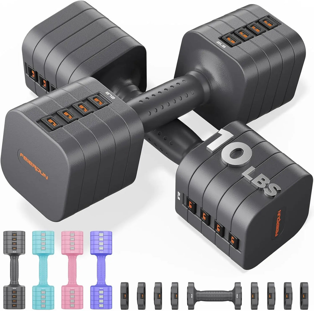 Set of Two 5-in-1 Adjustable Dumbbell Set