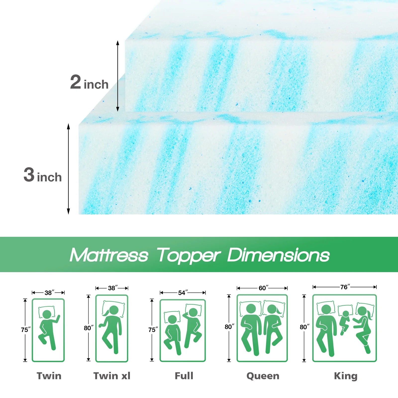 Cooling Gel Memory Foam Mattress Topper