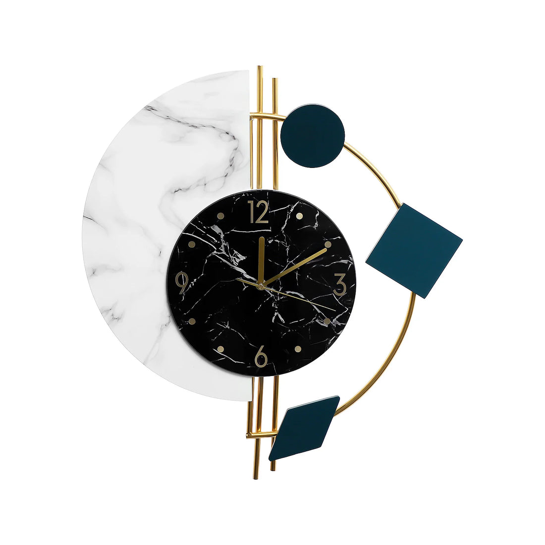 Quartz Silent Wall Clock with Marble Mirror Dial