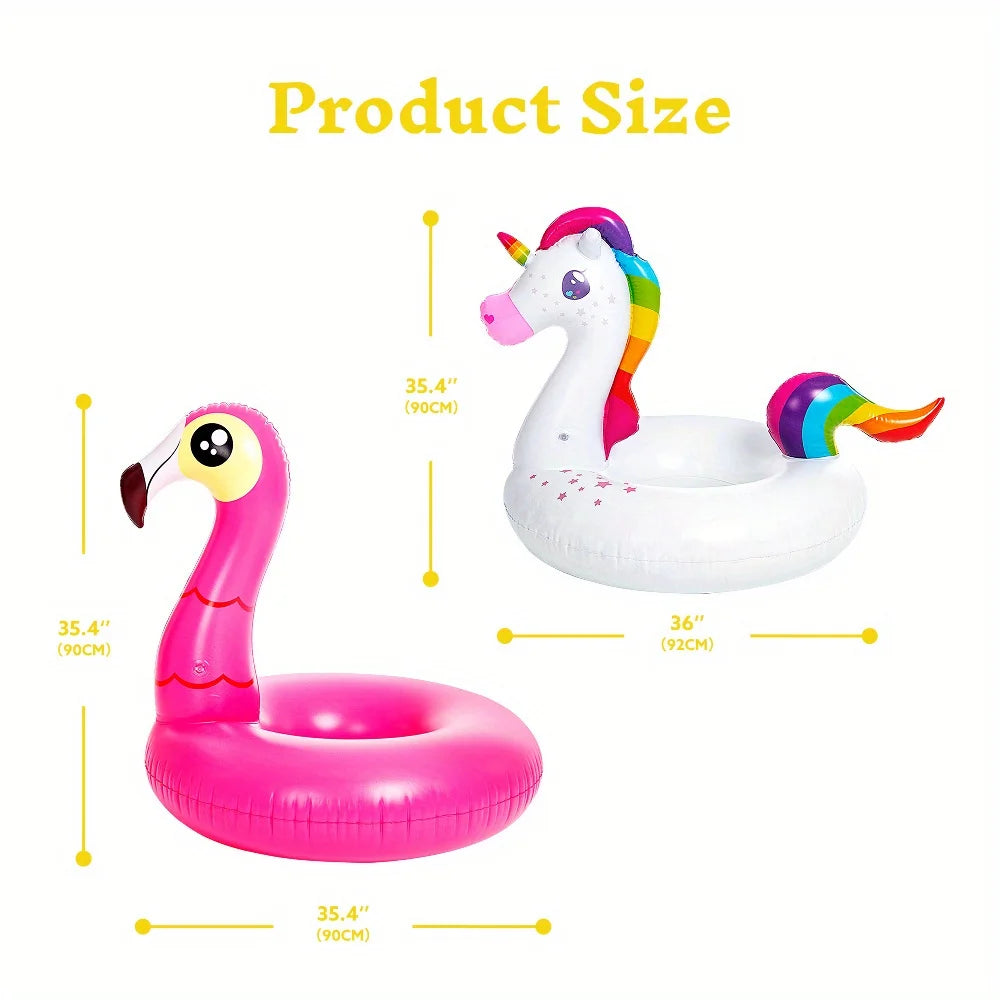 JOYFY 2-Pack Flamingo Unicorn Pool Floats