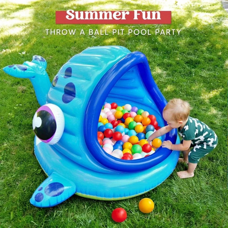 JOYFY Inflatable Whale Baby Pool with Built In Shade