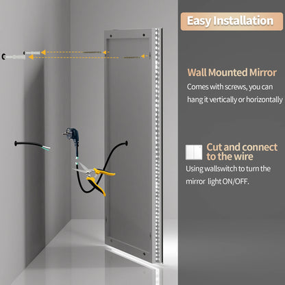 Rectangle Bathroom Mirror with Dimmable Back Light